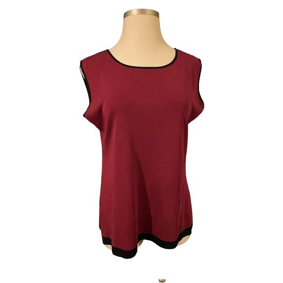 Misook Size 2X Wine Knit‎ Twin Set With Black Trim - Picture 5 of 6